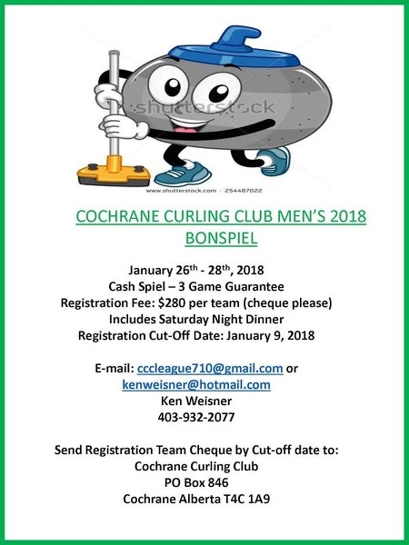 The Cochrane Men&#8217;s Bonspiel is taking place Jan. 26 through until Jan. 28.