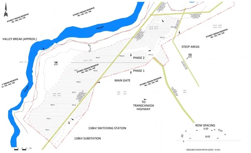 A map, posted on www.ChinikiSolar.com, shows an over view of phase 1 and 2 of the proposed energy project.