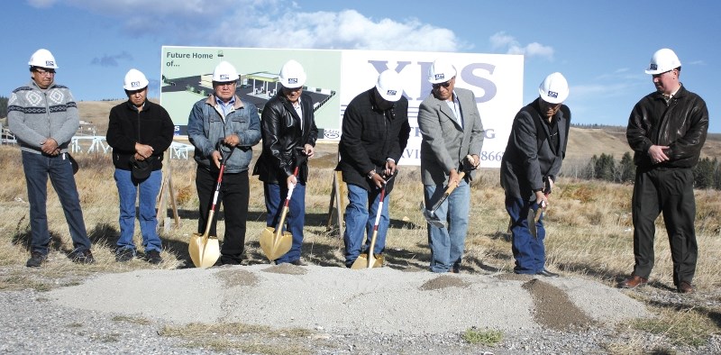 Chiefs, councillors and respected elders from the Stoney-Nakoda nation in Morley celebrate the beginnings of a Bearspaw First Nation gas bar and retail centre in the townsite 