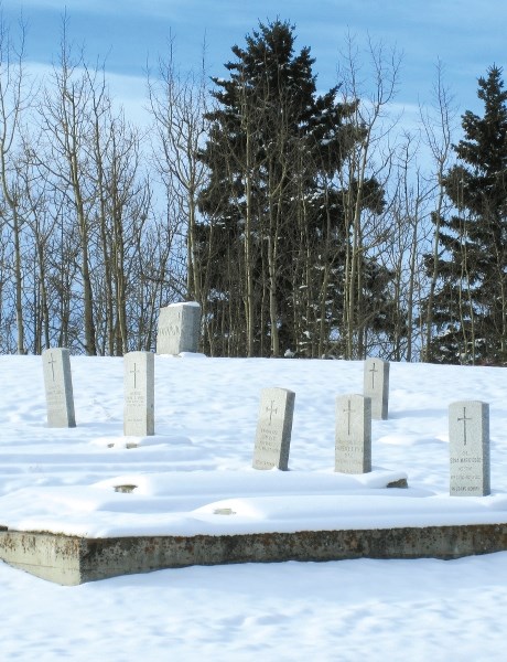 The forgotten veteran&#8217;s graves behind Cochrane High School.