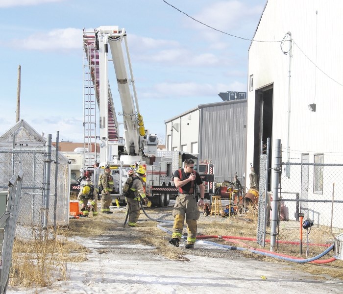 Firefighters attended the Studio West Bronze Foundry and Gallery on Second Avenue East on Feb. 3.