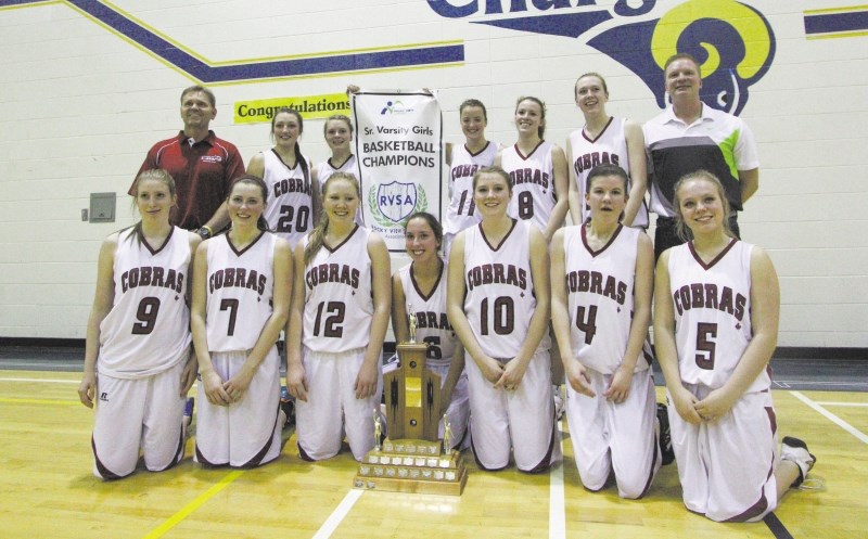 The Cochrane High School Cobras varsity girls basketball team defended their Rocky View Sports Association title with a 47-37 win over Airdrie&#8217;s Bert Church High School 