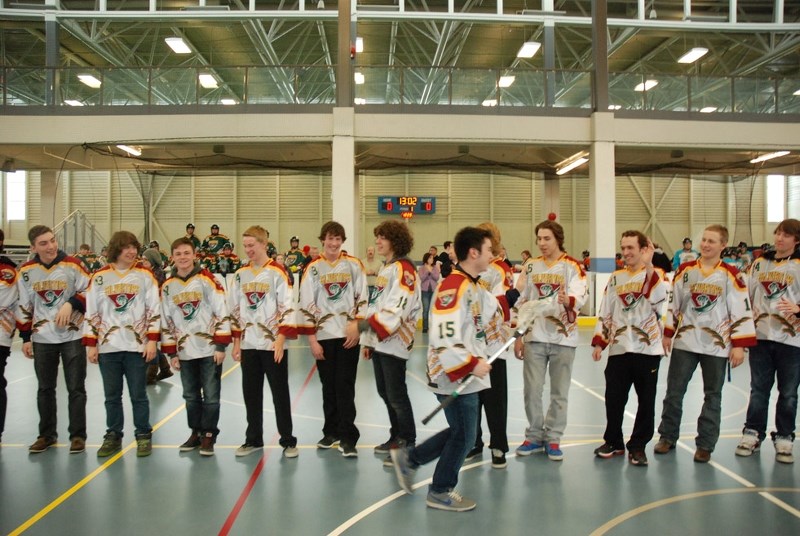 The Rockyview Silvertips were front and centre at the team&#8217;s season-opening “;fun day”April 14 in Airdrie. The Tier 1 Jr. B lacrosse team, featuring six players from