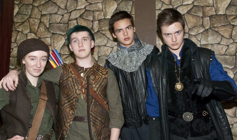 (From left) Taylor Osiowy, who plays Much; Calum Bowyer, who plays Robin Hood; Kade Lappin, playing Guy of Gisborne; and Brett Lappin, who plays the Sheriff of Nottingham,