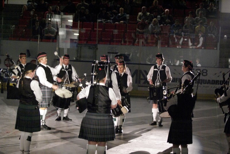 The Cochrane Pipe Band played during the 2013 Calgary Military Tattoo May 4 at Max Bell Arena. The term &#8216;tattoo&#8217; means the performing of music and displays by a