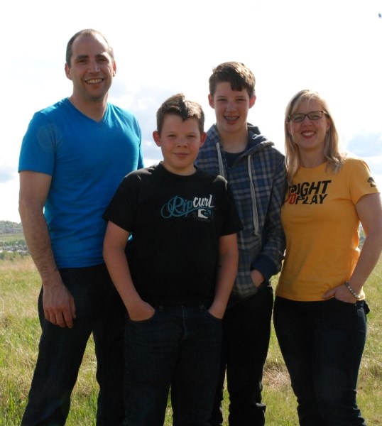 The Zamzow family (from left) Richard, Derek, Marcus and Glenda, will be spending 2013 tackling a variety of challenges in a fundraising effort for Right To Play. Their next