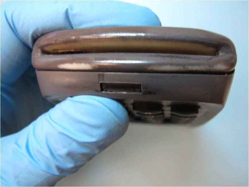 A tampered POS terminal.