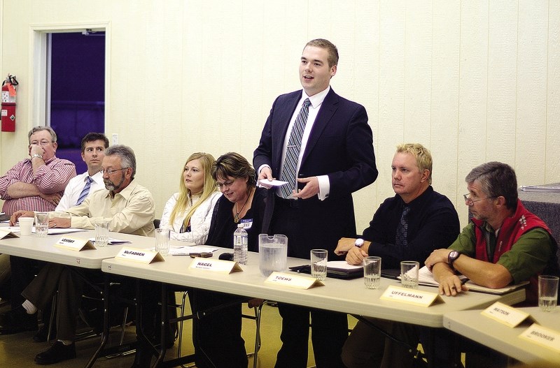 Council candidate Morgan Nagel speaks during a forum at Frank Wills Memorial Hall Oct. 6.