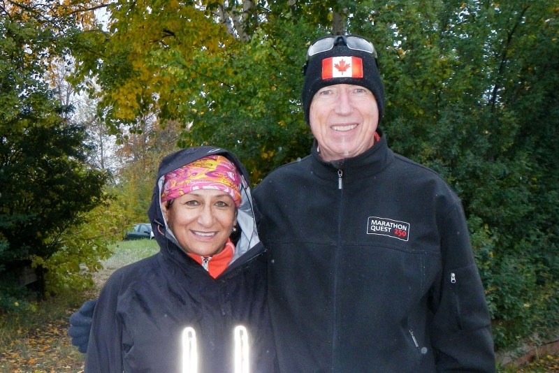 Going for an early morning walk with Olympian Sharon Firth in Fort Smith.