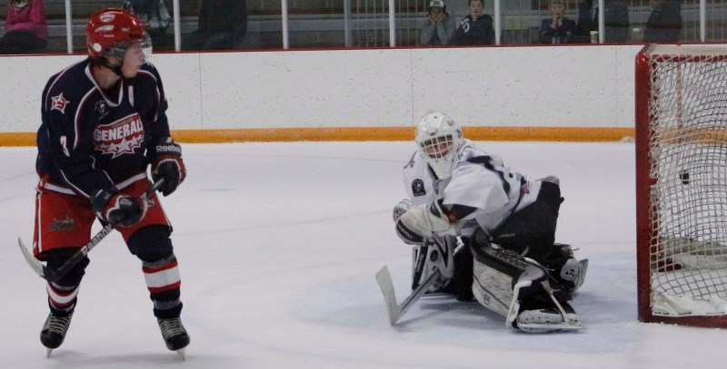 Winner! Winner! Chicken dinner! Cochrane Generals defenceman Austin Keller snipes the game-winning goal on Medicine Hat Cubs goalie Cole Schafer in a shootout in Heritage