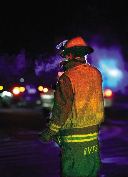 Fire crews from Cochrane and Springbank responded Nov. 22 to a house fire at 41215 River Heights Drive. The fire was initially spotted by an off-duty RCMP officer at 6:49