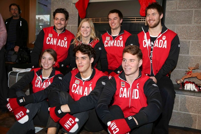 Canada&#8217;s luge team going the 2014 Winter Olympics are (back, from left): Samuel Edney, Alex Gough, Justin Snith and Cochrane&#8217;s Tristan Walker. (Front, from left): 