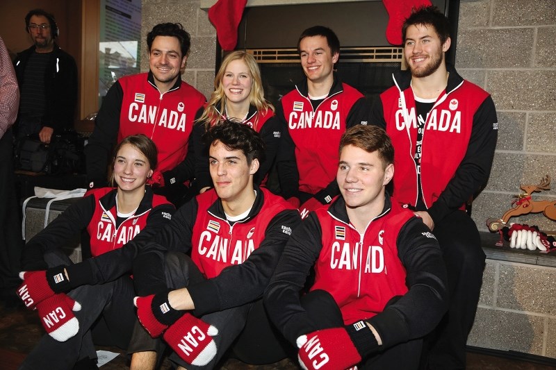Seven luge athletes were named to the Canadian Olympic Team for the 2014 games in Sochi, Russia at Ronald MdDonald House in Calgary, Tuesday, December 17, 2013.Back row, L to 