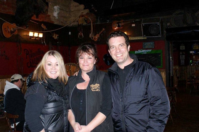 From left, Jann Arden, PowderHorn Saloon owner Rose Dallyn and Rick Mercer at the saloon Feb. 13.