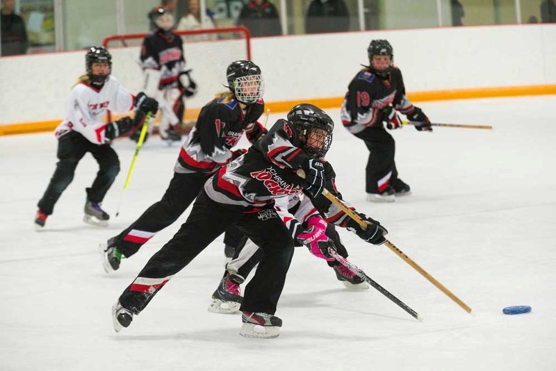Grace Johnson (above) and the rest of the Cochrane Rockies are hosting the provincial U12A ringette championship March 21-23 at Spray Lake Sawmills Family Sports Centre. The