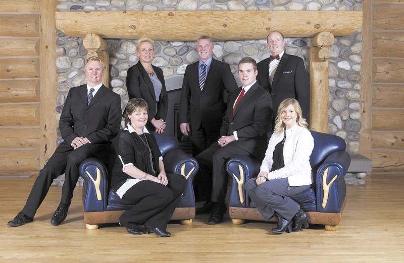 Cochrane council, from left, councillors Jeff Toews, Tara McFadden, Mary Lou Davis, Mayor Ivan Brooker, councillors Morgan Nagel, Ross Watson and Gaynor Levisky.