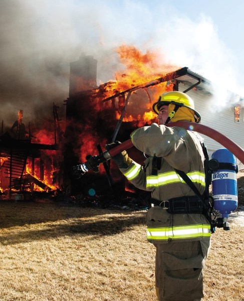 Rocky View County Fire Services responded to a house fire in Springbank April 4 that originated in a small utility room at the back of the garage; the home was destroyed.