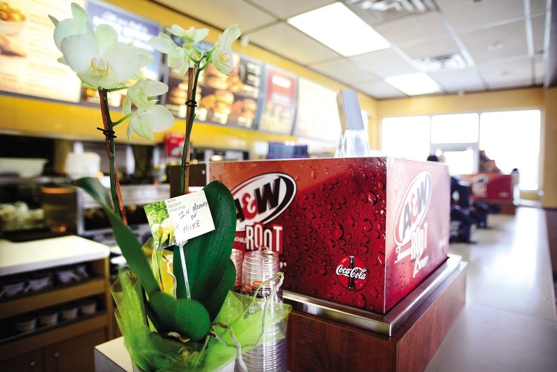 In remembrance of Mike Bigland, flowers were brought to the Cochrane A&#038;W, where Bigland was the franchise owner and general manager.