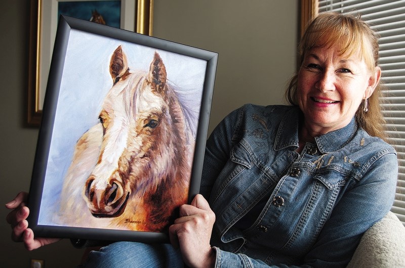 Shannon Luyendyk and her painting &#8216;Winter Fuzz&#8217;.