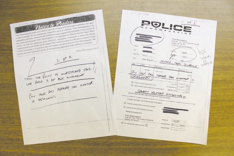 A Cochrane resident/Calgary business owner (who asked to remain anonymous) was &#8216;spammed&#8217; with persistent faxes, like the one above, demanding she pay her bill or