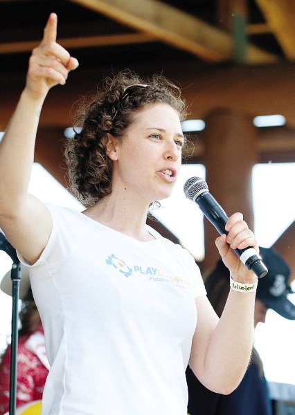 Olympian Lindsay Alcock is the PLAY Cochrane ambassador and announced the effort at Mitford Park during the Canada Day celebration July 1.