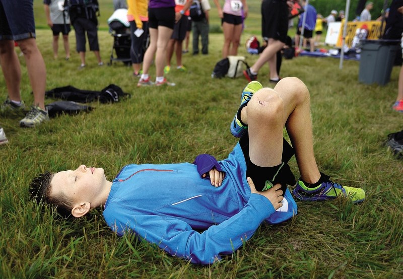 Ian East gets himself into the zone before he attempts the Run at the Ranch last year at Glenbow Ranch Provincial Park.