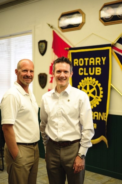 Steve Cook, left, Rotary Club of Cochrane&#8217;s newly-elected president, hopes to encourage new community members to join the local group and continue the work