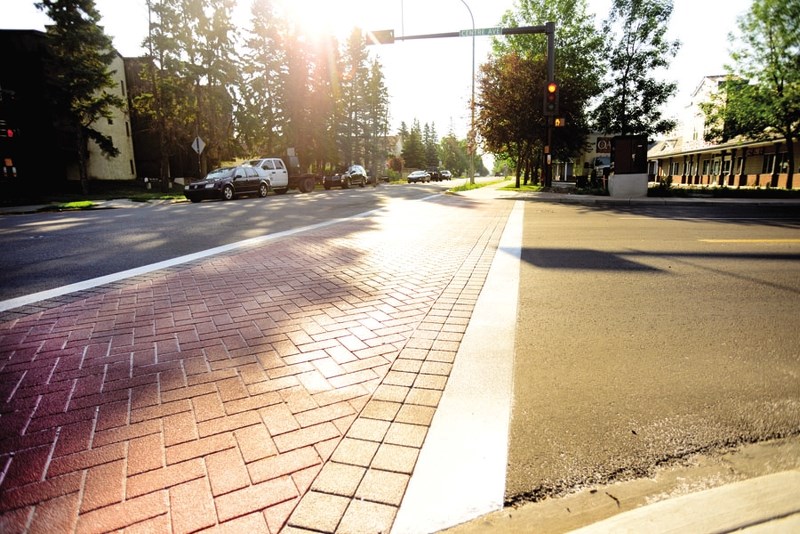 Coloured stamped asphalt at Centre Ave.