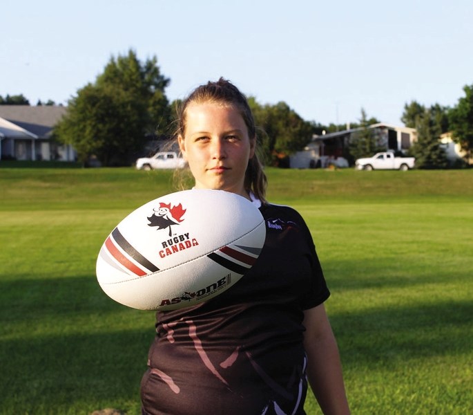 Bow Valley rugby&#8217;s Kelsey McKinnon of Water Valley (above) was joined by Springbank&#8217;s Rylee Stone on Team Alberta&#8217;s U16 girl&#8217;s team for the national