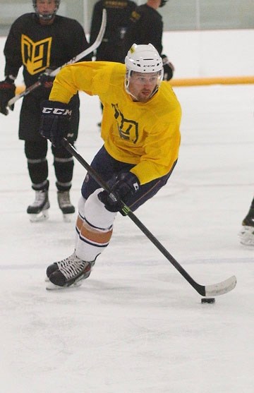 Austin Fyten works at the NXT Level P3 camp at Spray Lake Sawmills Family Sports Centre. The ex-Oklahoma City Barons forward is currently seeking a new American Hockey League 