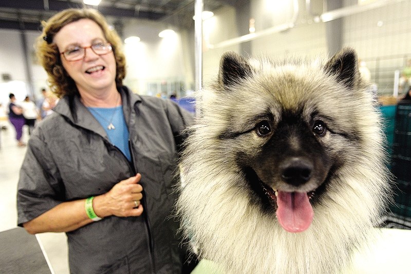 Donna Green and her Keeshond breed of dog at last year&#8217;s All Breed Dog Show.