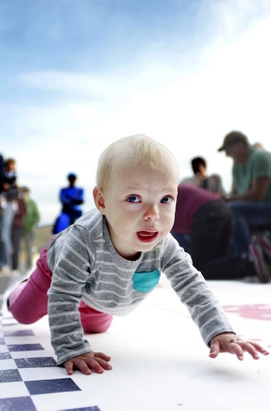 Charlotte Richard competed in the annual Grand Avenue Pharmacy Diaper Derby.