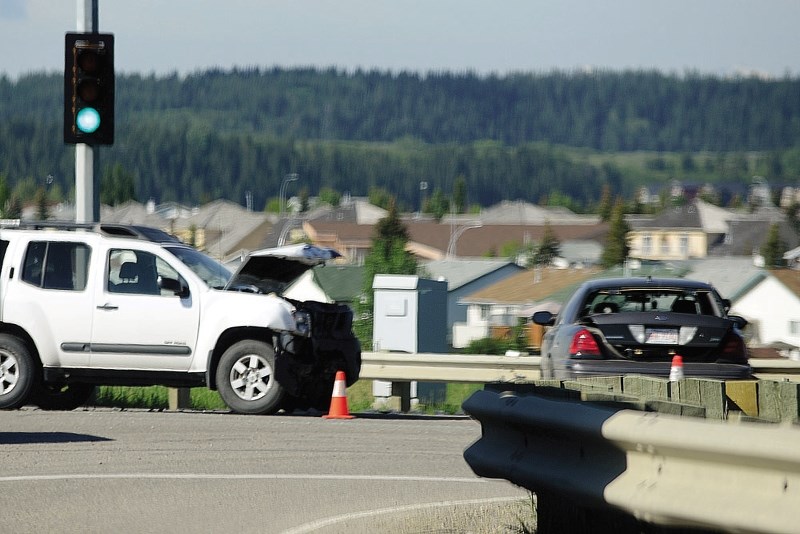 An accident scene at the Highway 22/1A intersection, June 2013.