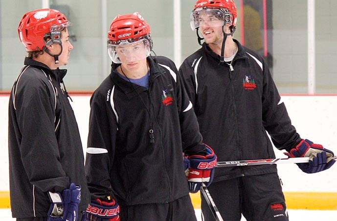 Three former Cochrane Generals are coaching this year&#8217;s Bow Valley Midget Timberwolves. (From left): Tyson Soloski, Kris Keller and Kashtin Gordon are optimistic about