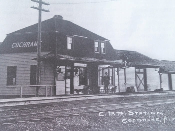 The first building in Cochrane, the Canadian Pacific Railway station.