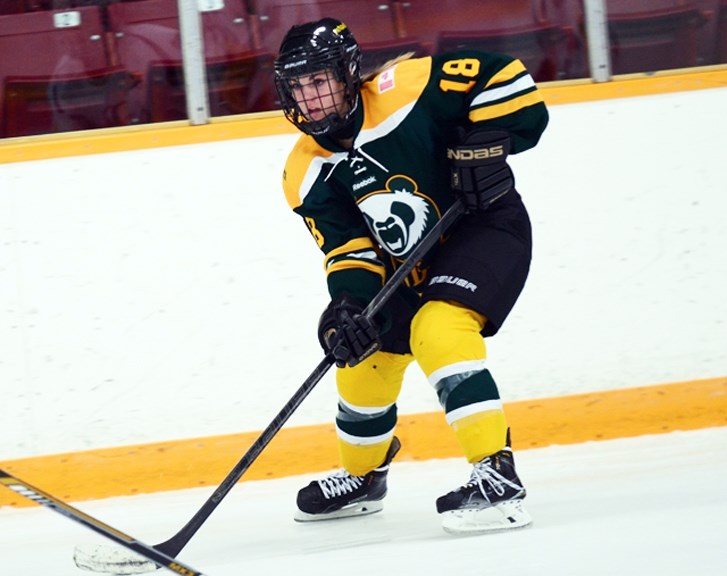Cochrane&#8217;s Hannah Olenyk has jumped up to the next level with both feet, scoring two goals and adding six assists in her first four games with the University of Alberta 