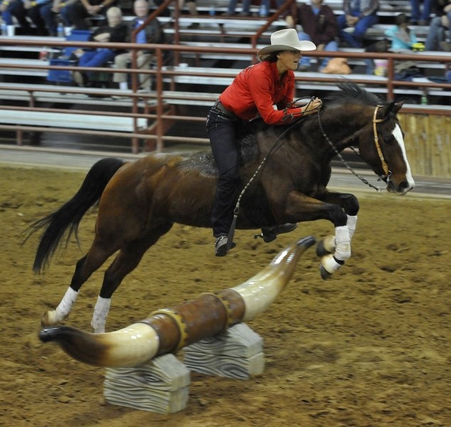 Kaitlin Paul competes in the Extreme Cowboy Association 2014 World Youth Championship in Hamilton, Texas.