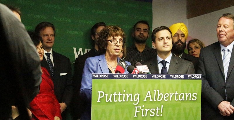 Heather Forsyth was announced as interim leader for the Wildrose Party Dec. 22; she addressed a room filled with party supporters, members and media (House Leader Shayne