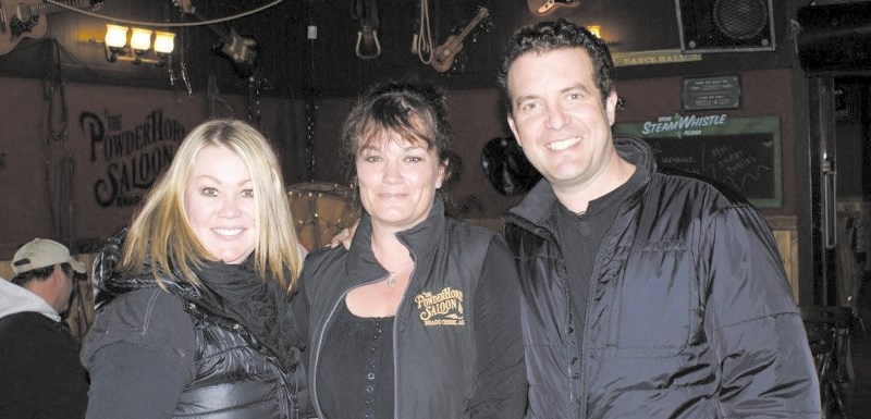 From left: Jann Arden, PowderHorn Saloon owner Rose Dallyn and Rick Mercer.