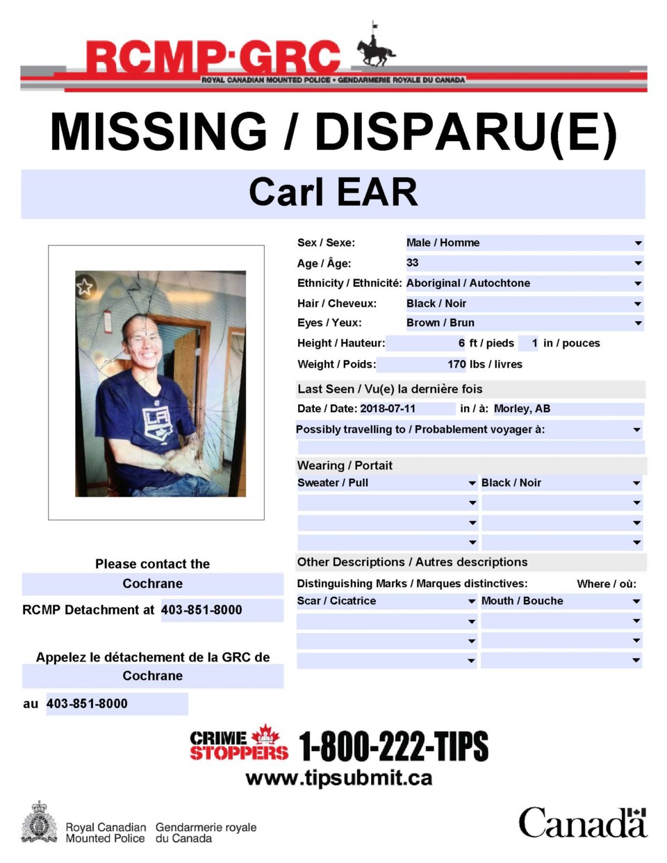 Carl Ear Missing Person Poster
