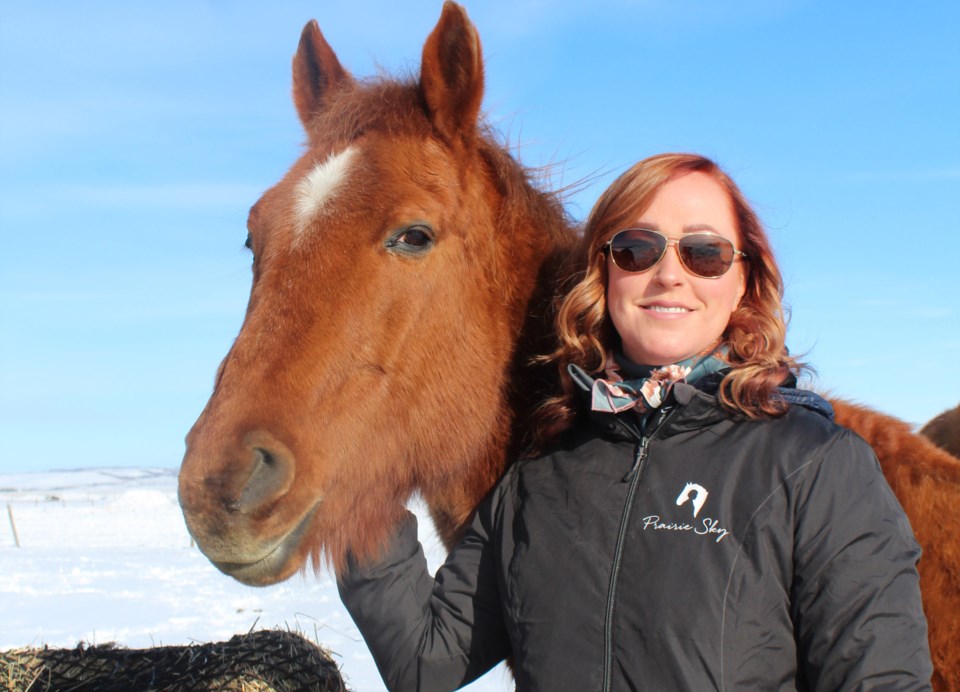 Jessica van der Hoek with equine therpy horse Dudley.