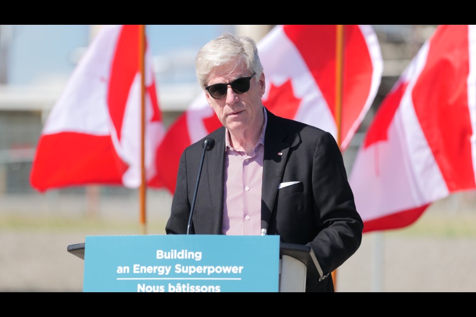 Minister of Energy and Natural Resources Tim Hodgson, at the Cochrane gas plant for the Bow Valley Carbon capture investment announcement on July 4. 