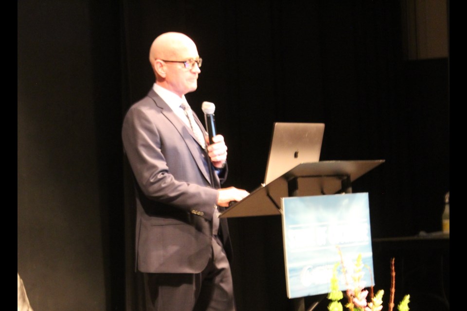 Mayor Jeff Genung's State of Cochrane address at the RancheHouse on March 27, 2025. The event was hosting  by the Cochrane Chamber of Commerce.