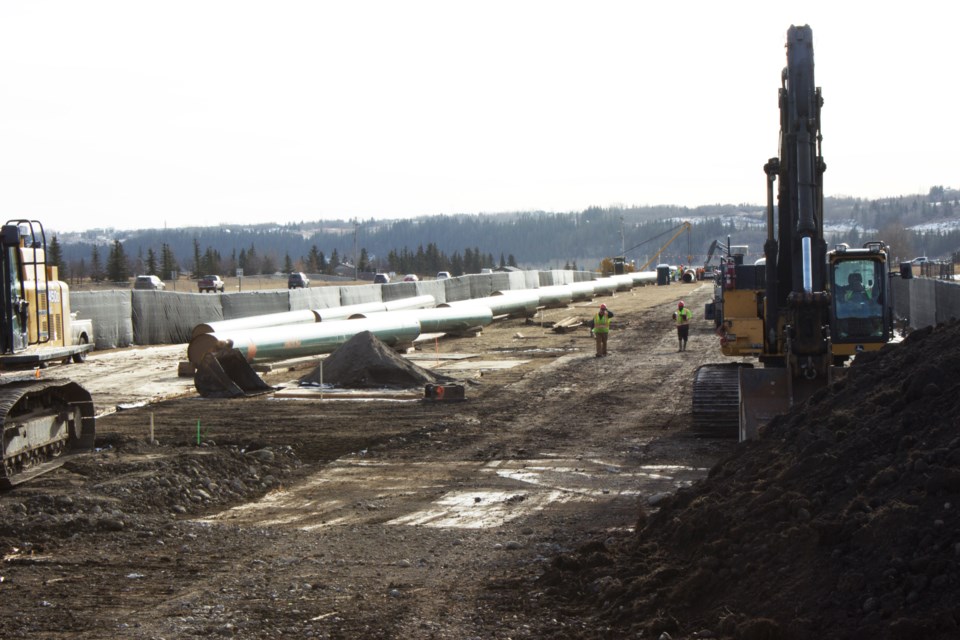 Portions of pipeline that will be complete the 21.5 pipeline loop that will run parallel to Highway 22 for 6 kms.
