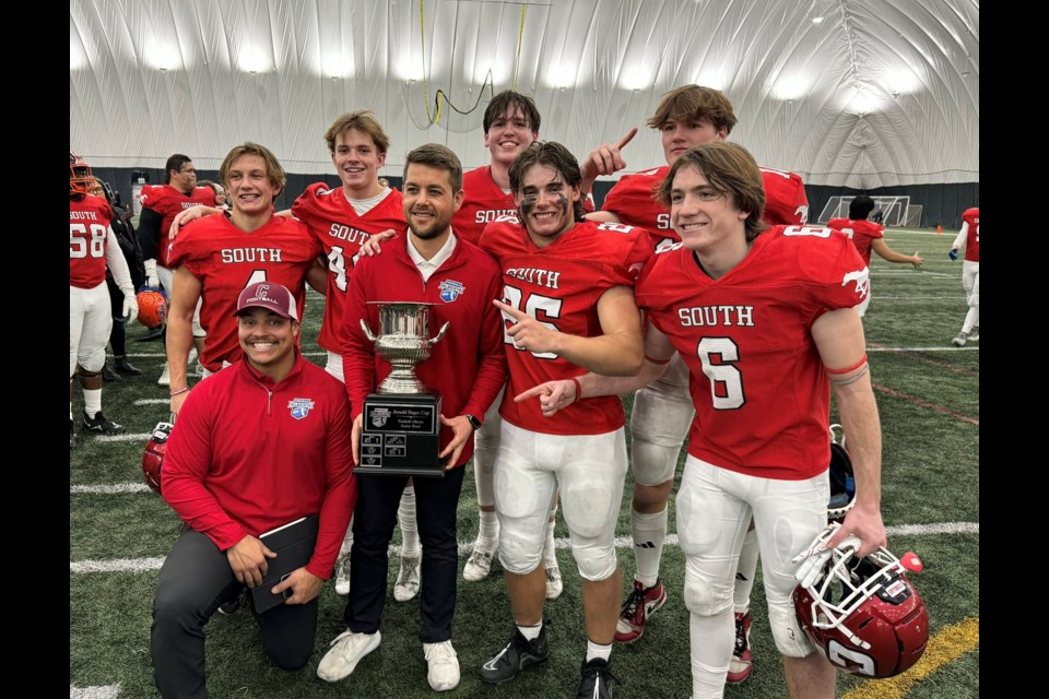 Cohrane players Bodie Van de Kraats, Hudson Hallden, Tate Larssen, Stanleigh Stone, Jesse Groot, and Brayden Chamberlin were all part of Team South at the recent Senior Bowl game on Jan. 7.