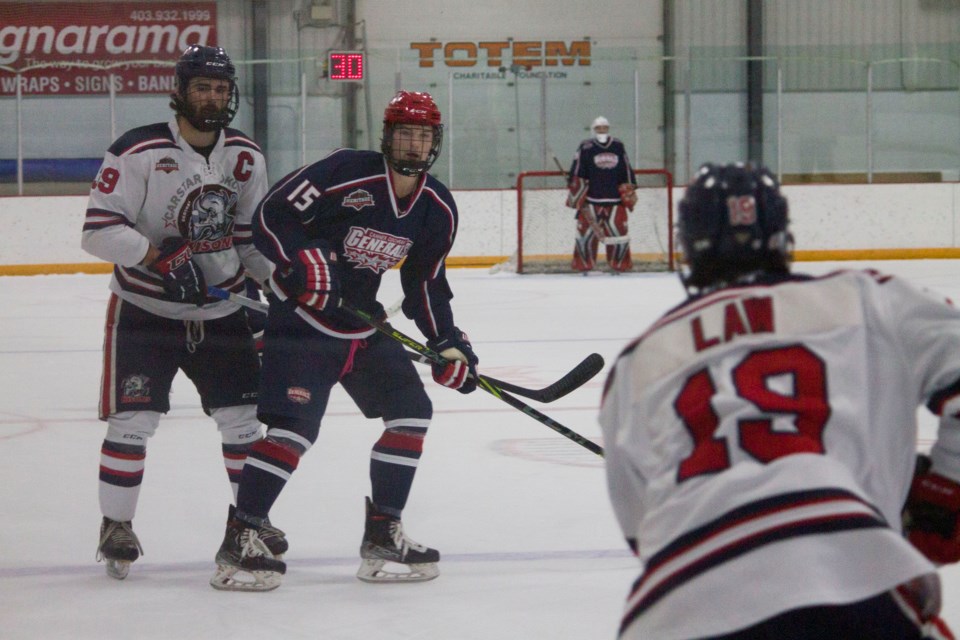 The hometown Cochrane Generals defeated the Okotoks Bisons Friday evening at SLS Centre. The General are 5 and 1 on the season to date. The team next faces the Coaldale Copperheads at the Cochrane Arena on Oct. 14. 