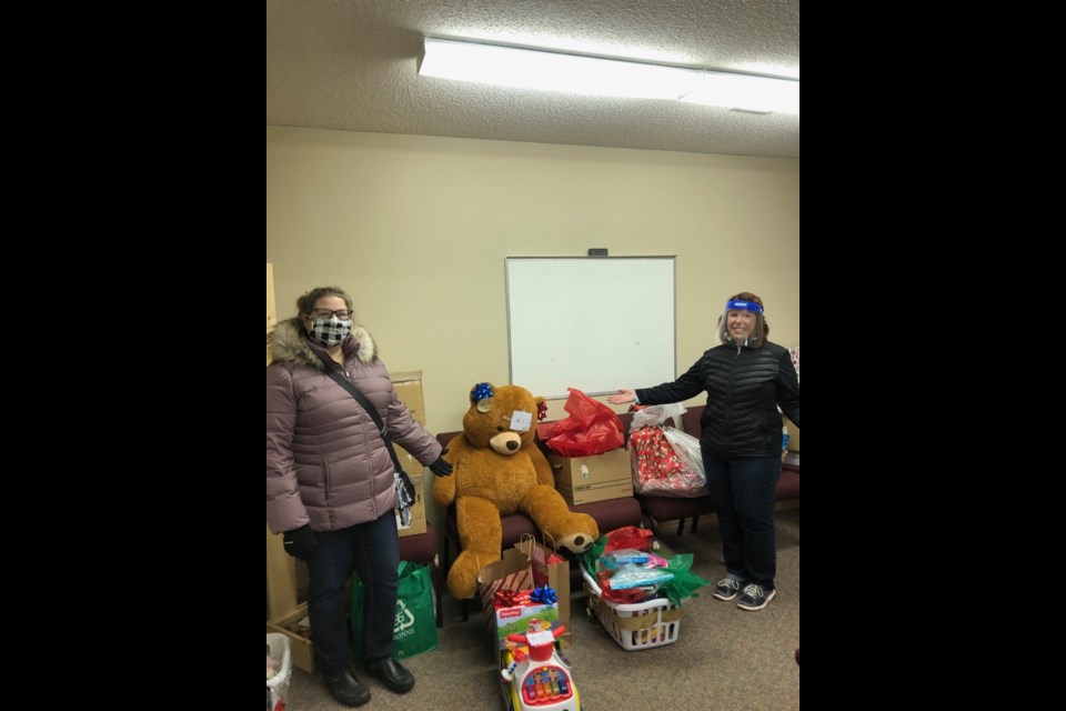 The Cochrane and Area Events Society donated teddy bears to the program which they had collected from the Calgary Hitmen's Teddy Bear Toss event. Photo submitted.