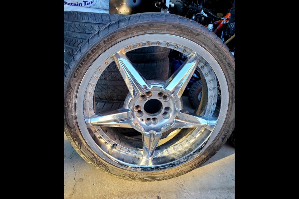 The Cochrane RCMP recovered two sets of tires on rims while conducting targeted patrols in October.