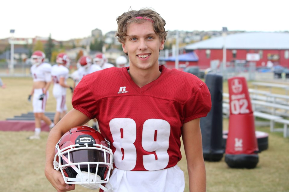 Slotback Ty Metcalfe recently signed his commitment to the Calgary Colts Junior football program. (Tyler Klinkhammer/The Cochrane Eagle)