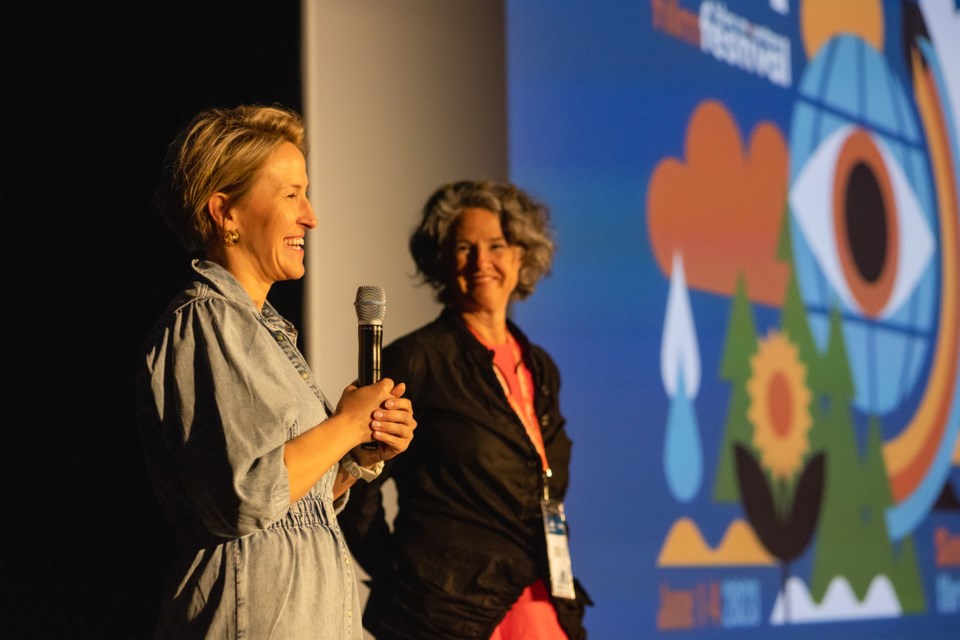 Artistic Director Helen duToit, and Polish film director Anna Kazejak present a film at last year's  Blue Mountain Film and Media Festival.
